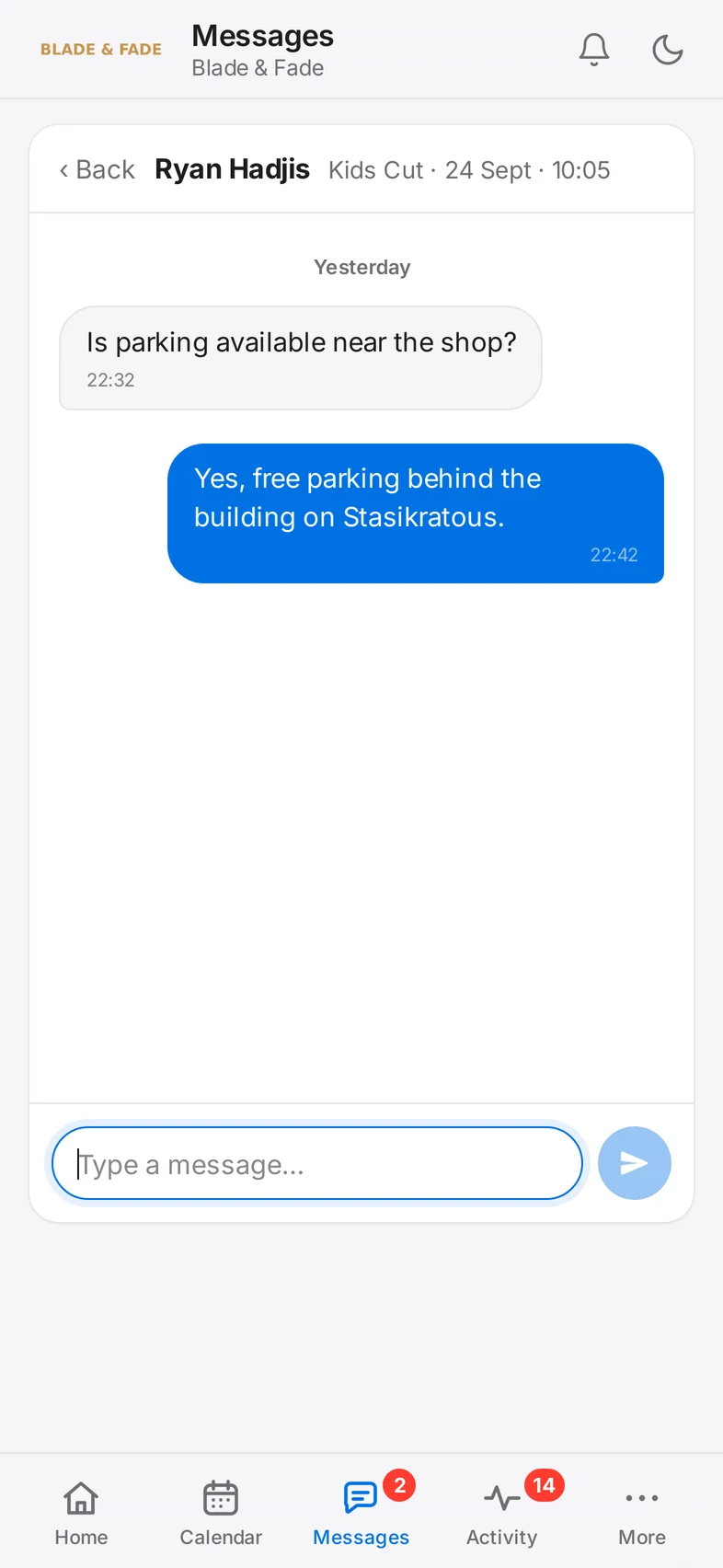 Chat with a customer on the phone