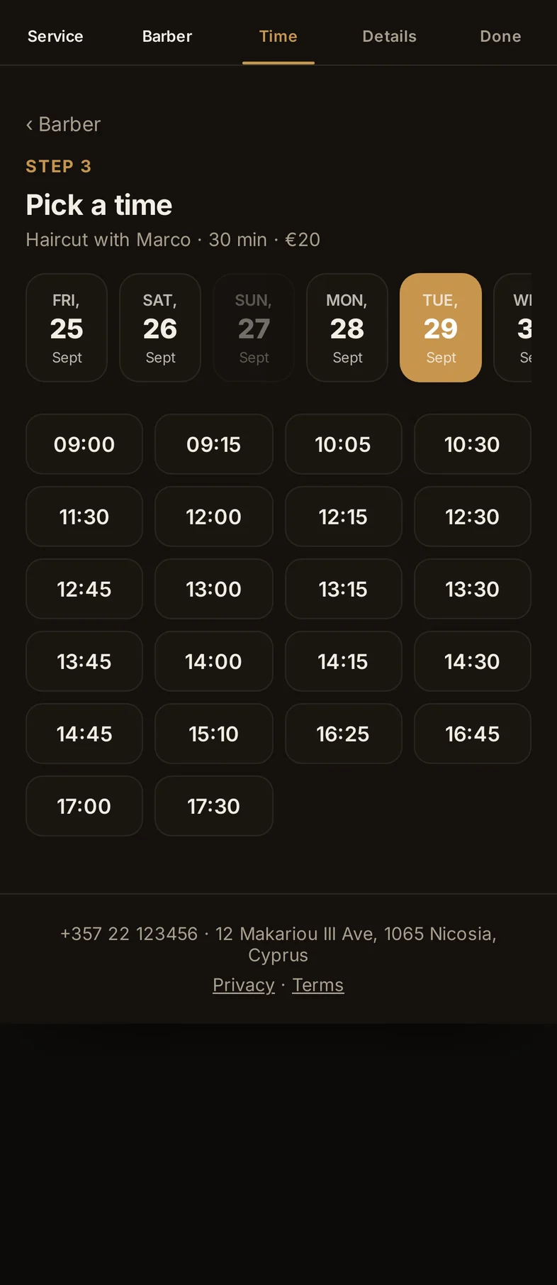 Pick a time
