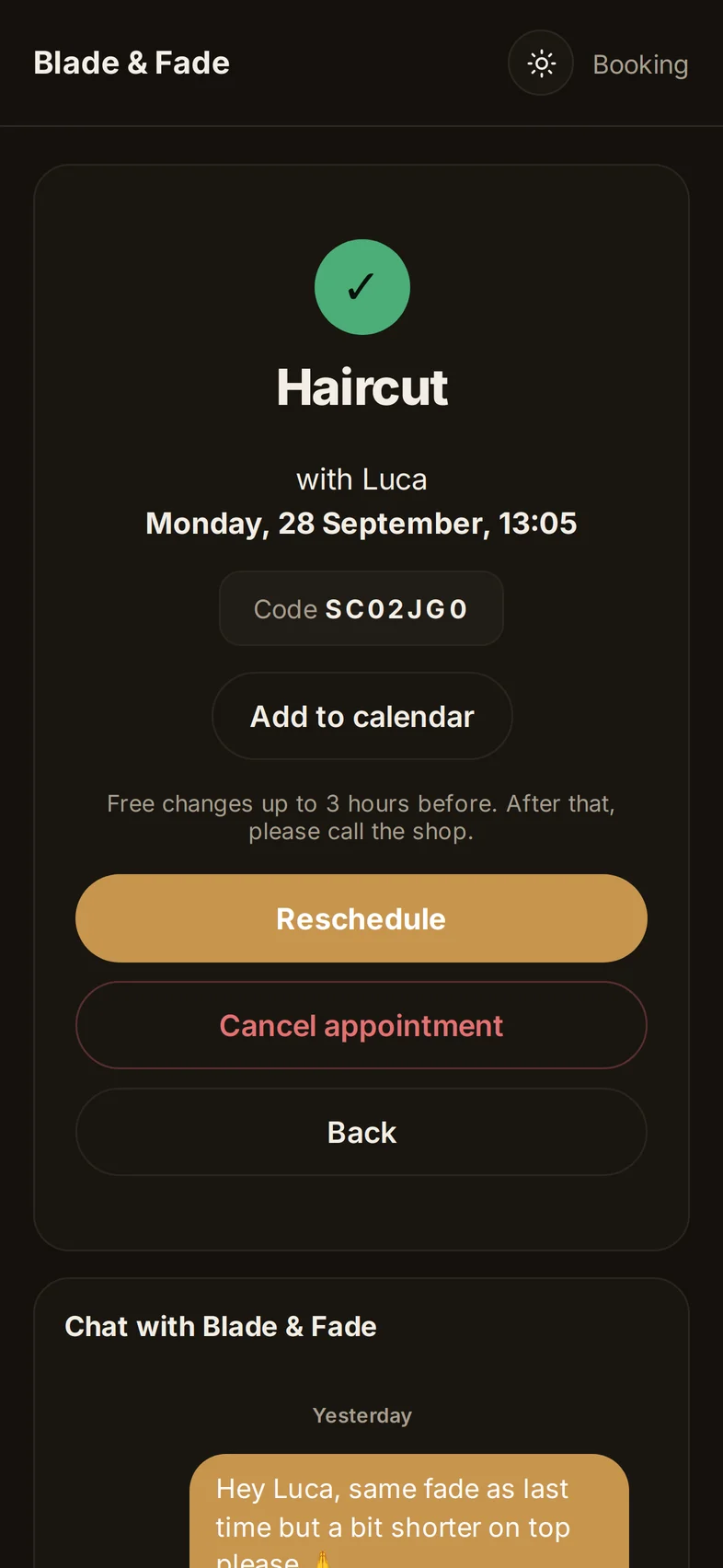 Booking with chat