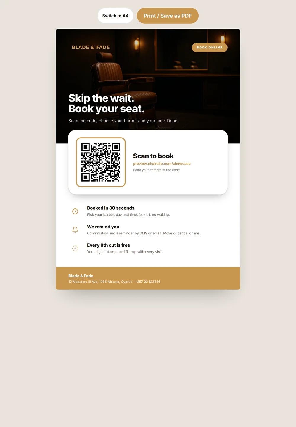 Printable flyer with QR code